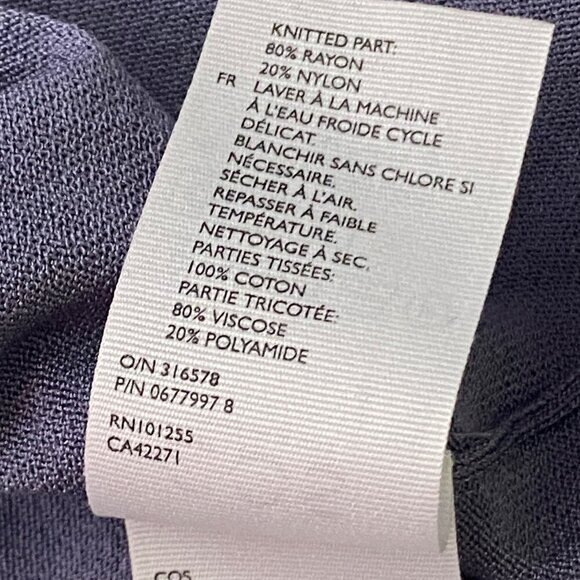 COS fine knit mock neck mixed Media bishop sleeve top lavender gray women’s M - Picture 7 of 11